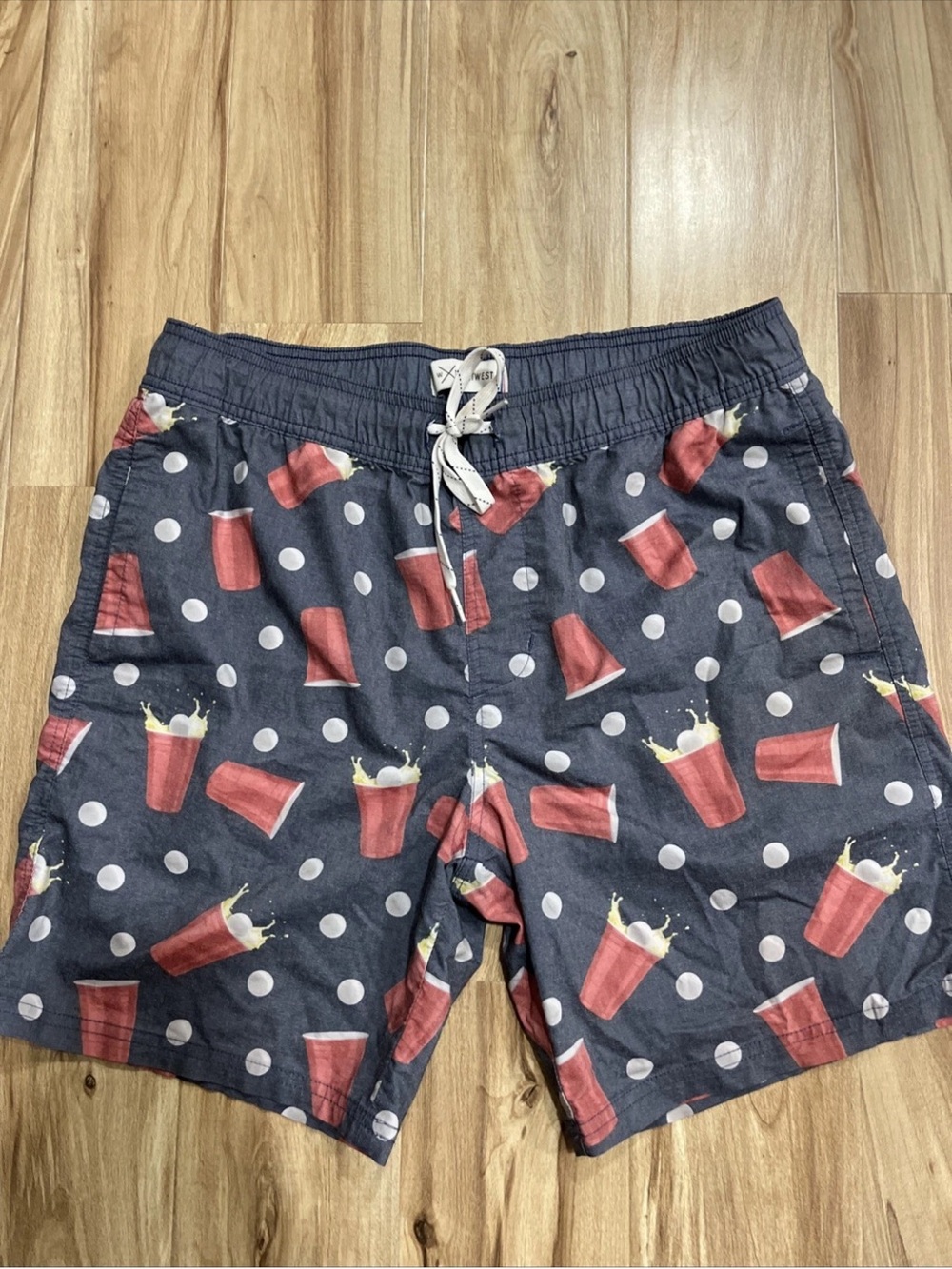 Men's Navy Shorts with Red Cup Print